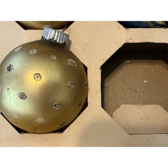 11 Shiny Bright Christmas Ornament Mica MCM Mercury Glass Some Matching With Box - Picture 8 of 10